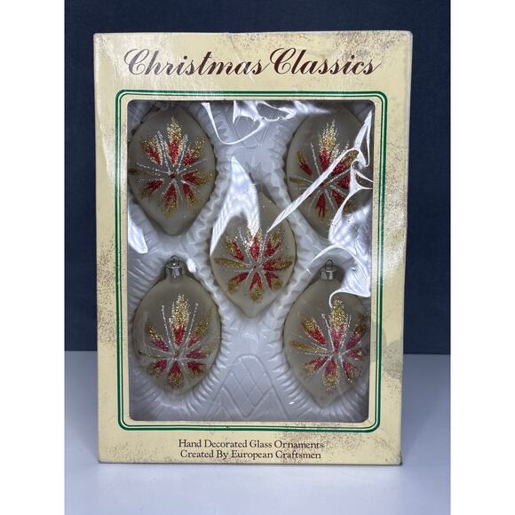 Christmas Classic Other - Vintage & Rare Christmas Classic Tree Ornaments Red/Gold 3 1/2” Complete Set-5